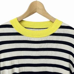 MAX&CO. パネル切り替え ボーダー ニット セーター 薄手 白 黒 黄 ワイン ホワイト ブラック イエロー ワイン