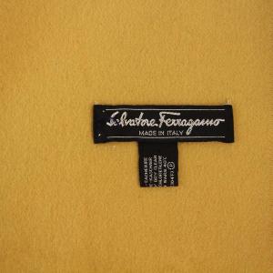 Salvatore Ferragamo マフラー ストール ロゴ刺繍 カシミヤ 黄 イエロー /BM AA