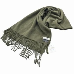 カシミヤ フリンジ マフラー カーキ