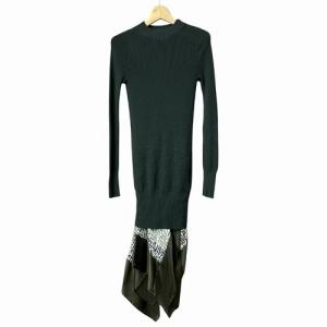 21AW スカーフ ドッキング ウール ニット ワンピース グリーン 1