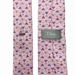 DIOR HOMME ネクタイ ナロータイ シルク カクテル柄 ピンク AA