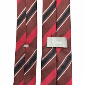 DIOR HOMME ネクタイ ナロータイ シルク レジメンタル レッド ブラック
