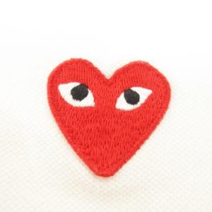 PLAY Comme des Garçons ポロシャツ 半袖 ハート ロゴ ワッペン 鹿の子 コットン M 白 ホワイト AZ-T006 AD2009