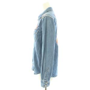 HYSTERIC GLAMOUR 23SS STARS刺繍ウエスタンデニムシャツ ブラウス 長袖 コットン ヒスガール刺繍 M 青 ブルー