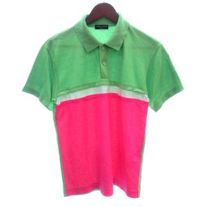 ポロシャツ 鹿の子 メッシュ 切替 バイカラー 半袖 黄緑 イエローグリーン /AU GY17