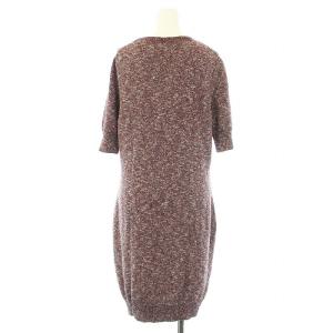 GUCCI ニットワンピース ひざ丈 五分袖 クルーネック ラメ糸 M 赤 レッド 白 ホワイト 310436 X5233