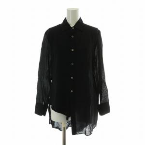 シャツ ブラウス 長袖 変形 アシンメトリー 1 S 黒 ブラック /XZ GY12
