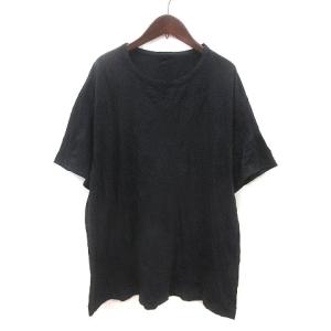 Tシャツ カットソー クルーネック シワ加工 五分袖 3 L 黒 ブラック GK-T04-901 /MS