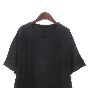 Ground Y Tシャツ カットソー クルーネック シワ加工 五分袖 3 L 黒 ブラック GK-T04-901 /MS