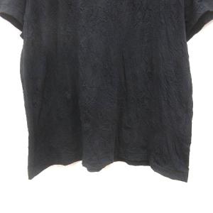 Ground Y Tシャツ カットソー クルーネック シワ加工 五分袖 3 L 黒 ブラック GK-T04-901 /MS