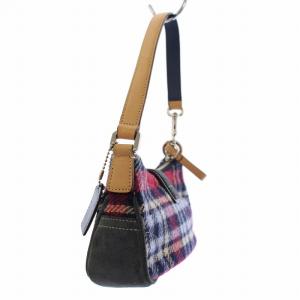 COACH ハンドバッグ ネルチェック ウール レッド 赤 ベージュ 7570 /BM AA