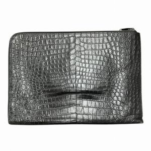 SAINT LAURENT PARIS レザー クラッチバッグ クロコ型押し ブラック BRS 440945