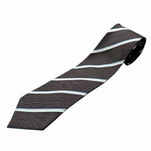 ネクタイ シルク レジメンタル 茶 ブラウン 水色 ブルー