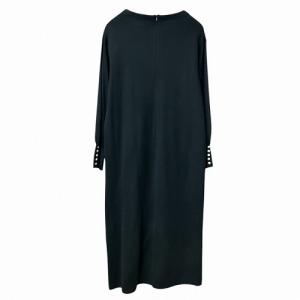 23区 22AW ウール混 ニット ワンピース パール装飾 ロング 黒 ブラック 38 M位 210-5