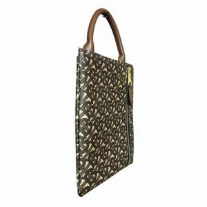 BURBERRY TB 総柄 モノグラム PVCハンドバッグ ブラウン MDICSSTU75CHI