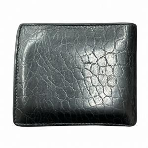 SAINT LAURENT PARIS ウォレット 二つ折り クロコ型押し 財布 黒 ブラック GBL396303 1216 AA