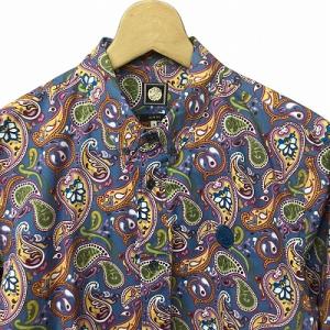 Pretty Green 総柄 ペイズリー ボタンダウン シャツ 長袖 SLIMFIT OASIS マルチカラー 4 L位