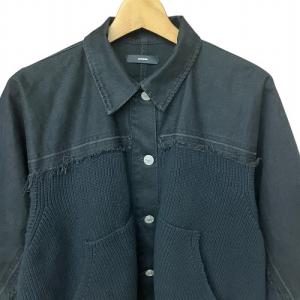 DIESEL ニット ドッキング デニム ジャケット カットオフ 黒 ブラック  XS AA