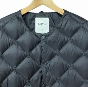 TAION CITY LINE CREW NECK DOWN JACKET ダウンジャケット キルティング 黒 ブラック