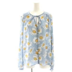 24SS マーガレットフラワープリントブラウス 長袖 38 水色 0124141111 /AT OS