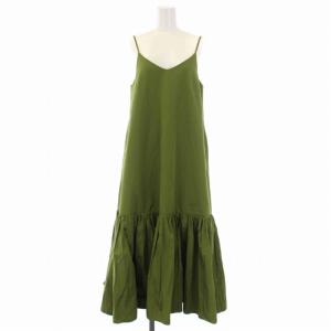 22SS VOLUME GATHER CAMISOLE DRESS キャミワンピース ロング 1 S 緑