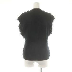 BLAMINK コットンフリンジクルーネックショートスリーブトップス ニット カットソー 38 ブラック /DO OS