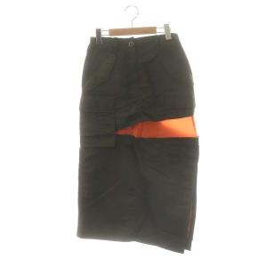 Nylon Twill Skirt スカート ロング タイト 1 カーキ オレンジ 22-06064 /DO
