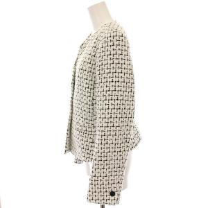 EPOCA ツイード ノーカラー ジャケット チェック アウター 42 白 黒 M5E14-832-09 /YM