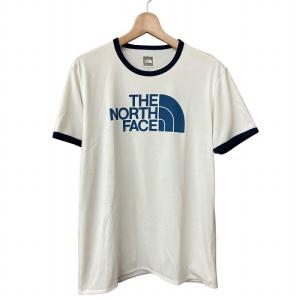 ロゴ トリム Tシャツ 半袖 白 紺 ホワイト ネイビー XL NT11370