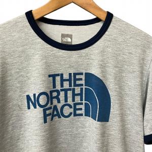 THE NORTH FACE ロゴ トリム Tシャツ 半袖 灰 紺 グレー ネイビー XL NT11370