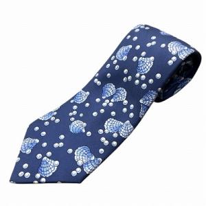 貝殻 総柄 ネクタイ シルク 青 ブルー 7495IA AA