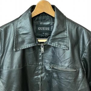 GUESS フェイクレザー ジャケット 黒 ブラック XL