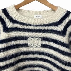 CELINE クルーネック マリニエール ニット トリオンフ ボーダー モヘア混 シルク混