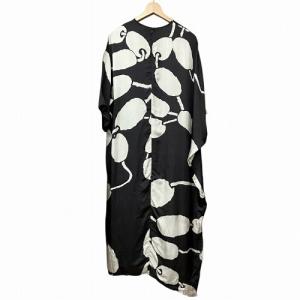christian wijnants リネン混 アシンメトリー ワンピース 総柄 黒 灰 ブラック グレー 38 M位 GY41