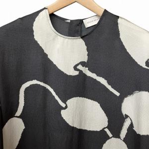 christian wijnants リネン混 アシンメトリー ワンピース 総柄 黒 灰 ブラック グレー 38 M位 GY41