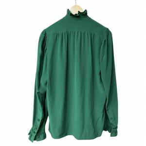 STELLA McCARTNEY シルク フリル ブラウス シャツ 長袖 緑 グリーン 38 M位 GY41