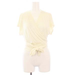 カシュクールカットソー 半袖 クロップド丈 ドルマンスリーブ アイボリー /KH GY41