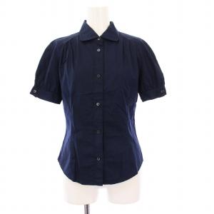 シャツ ブラウス 半袖 コットン 40 ネイビー /KH GY41