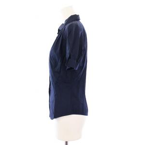 miumiu シャツ ブラウス 半袖 コットン 40 ネイビー /KH GY41