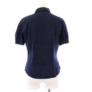 miumiu シャツ ブラウス 半袖 コットン 40 ネイビー /KH GY41
