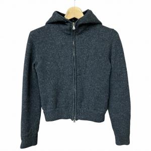 ファー付き ニット パーカー 灰 グレー チャコールグレー GY41