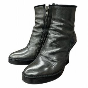 サイドジップ ブーツ ウェッジソール カーキ ブラック 37 114-2806-A-595-099