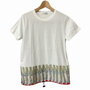 Zandra Rhodes Tシャツ ナイロン切り替え 総柄 白 ホワイト マルチ XS PV0MG11B51P