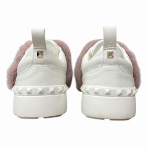 VALENTINO スタッズ ミンクファー スニーカー ホワイト ピンク 38 PW2S0E11