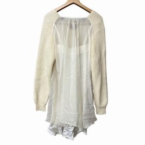 sacai 12SS ニット セーター ドレス バックキャミソール切替 シフォン ベージュ オフホワイト 12-01663
