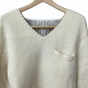 sacai 12SS ニット セーター ドレス バックキャミソール切替 シフォン ベージュ オフホワイト 12-01663