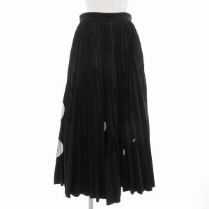 プリーツスカート バブルドット カットオフ ロング 38 黒 ブラック /UO GY41
