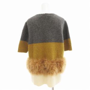 N°21 ニット セーター クルーネック ファー装飾 5分袖 マルチカラー /AE GY41