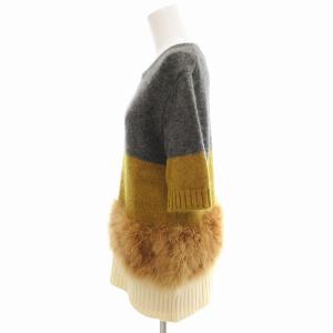 N°21 ニット セーター クルーネック ファー装飾 5分袖 マルチカラー /AE GY41