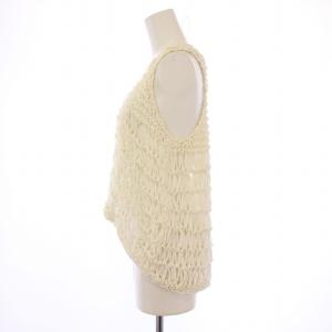 FORTE FORTE フォルテ フォルテ ニット ノースリーブ Uネック ショート丈 編み込み ストレッチ シルク混 1 アイボリー /BB GY41